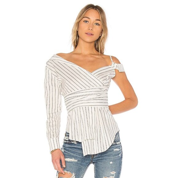 Nicholas Striped Off The Shoulder Blouse - Picture 1 of 6